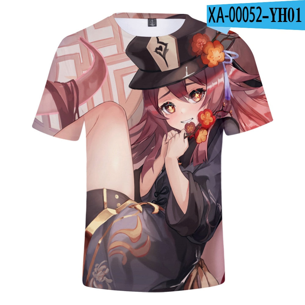 Game Genshin Impact Hu Tao 3D T-Shirts
