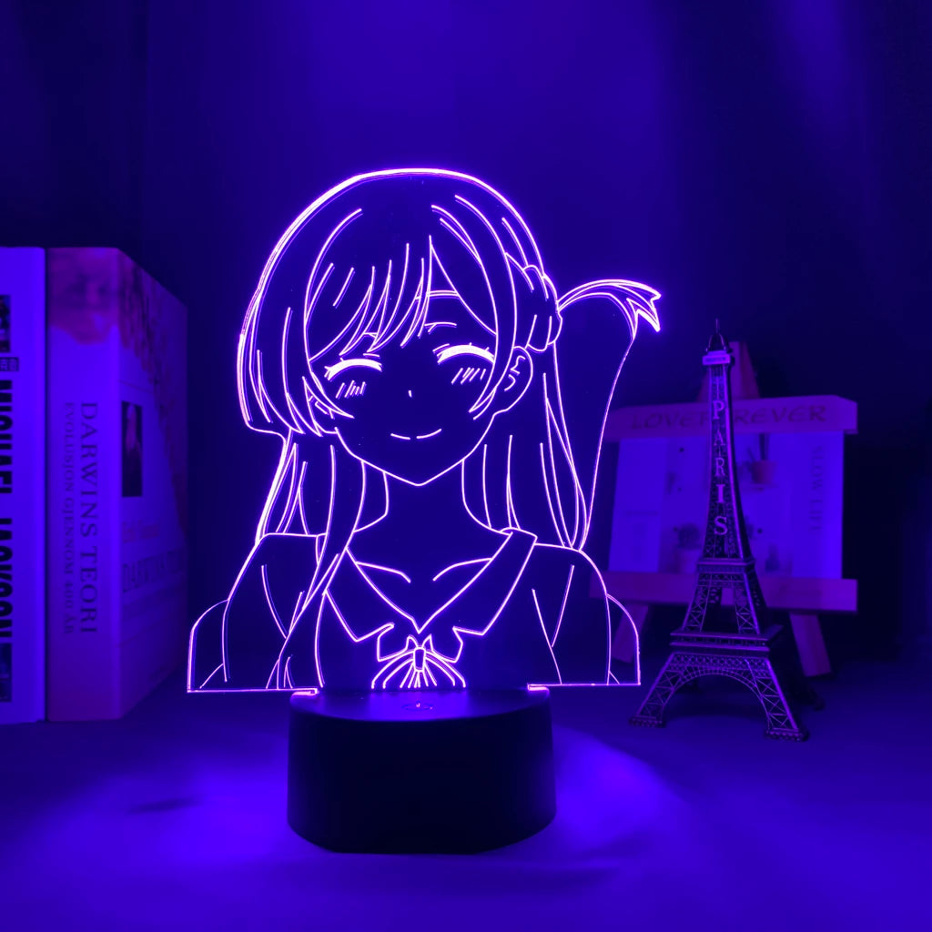 3D Illusion Lampe Anime 3D Lampe Anime Mieten Sie eine Freundin Sarashina  Ruka Nachtlicht für Kinder Schlafzimmer