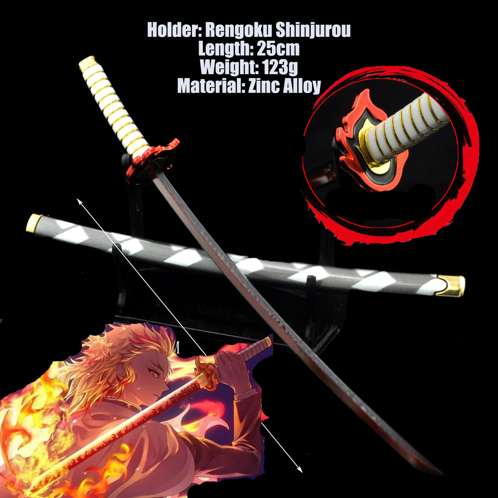 Demon Slayer Rengoku Shinjurou Katana Sword - Anime Fantasy Land