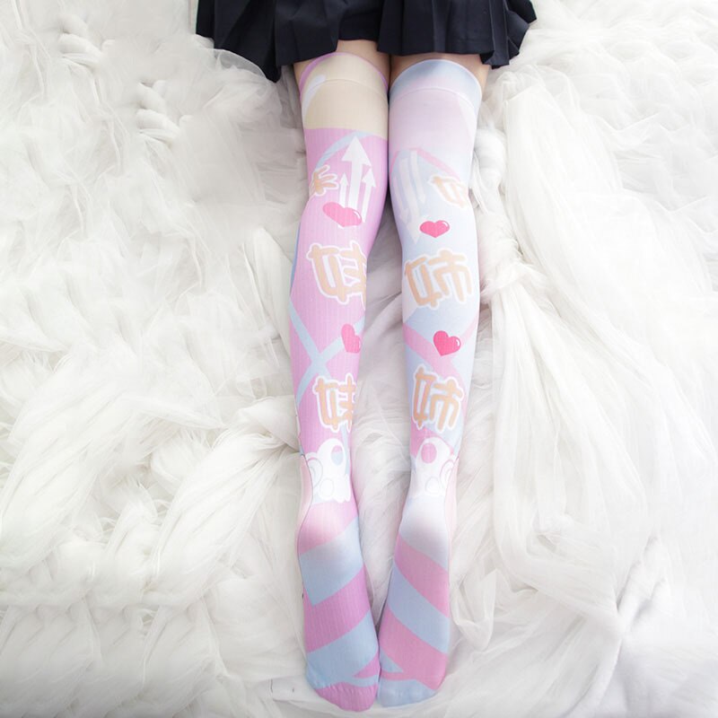 Re:Zero Rem Ram Lolita Stocking Thigh High Socks women