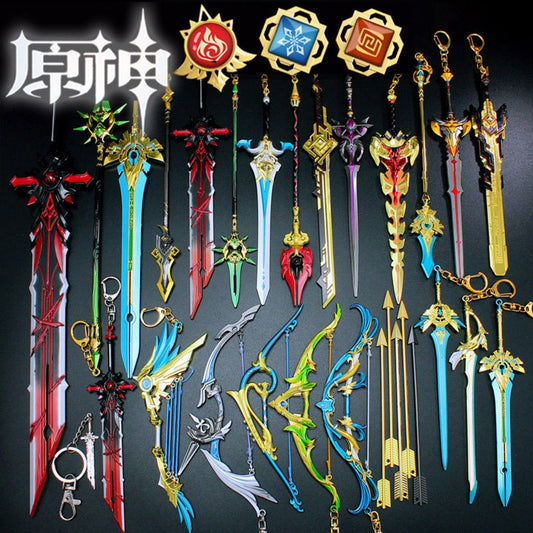Genshin Impact Zhongli Venti Sword Keychains