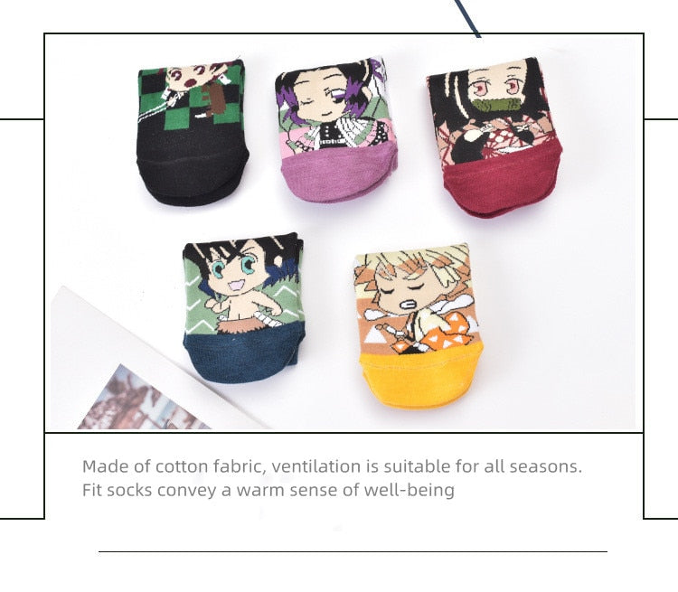 Demon Slayer 5 Pairs Socks - Anime Fantasy Land